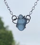 Pale blue seaglass and Sterling silver pendant