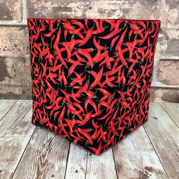 Chilli Peppers Fabric Basket, Storage bin, Handmade