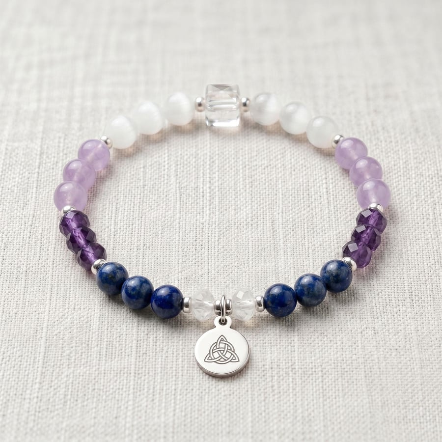 Psychic Abilities & Intuition Crystal Bracelet, Personalised Engraved Gift