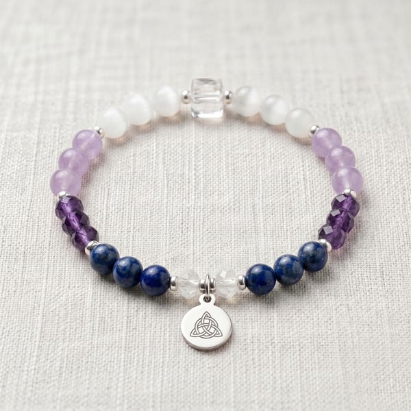 Psychic Abilities & Intuition Crystal Bracelet, Personalised Engraved Gift