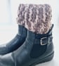 Boot Cuffs Harvest Moon, Brown Pink & Cream Ankle Warmers, One Size. - Image 3