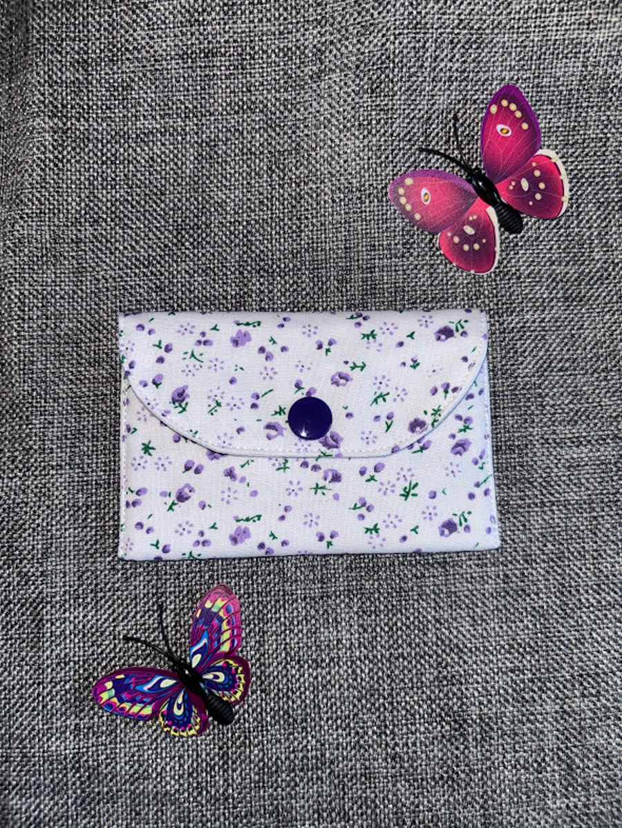 Image of Gift Card Wallet for that Special occasion Tiny Purple Flowers