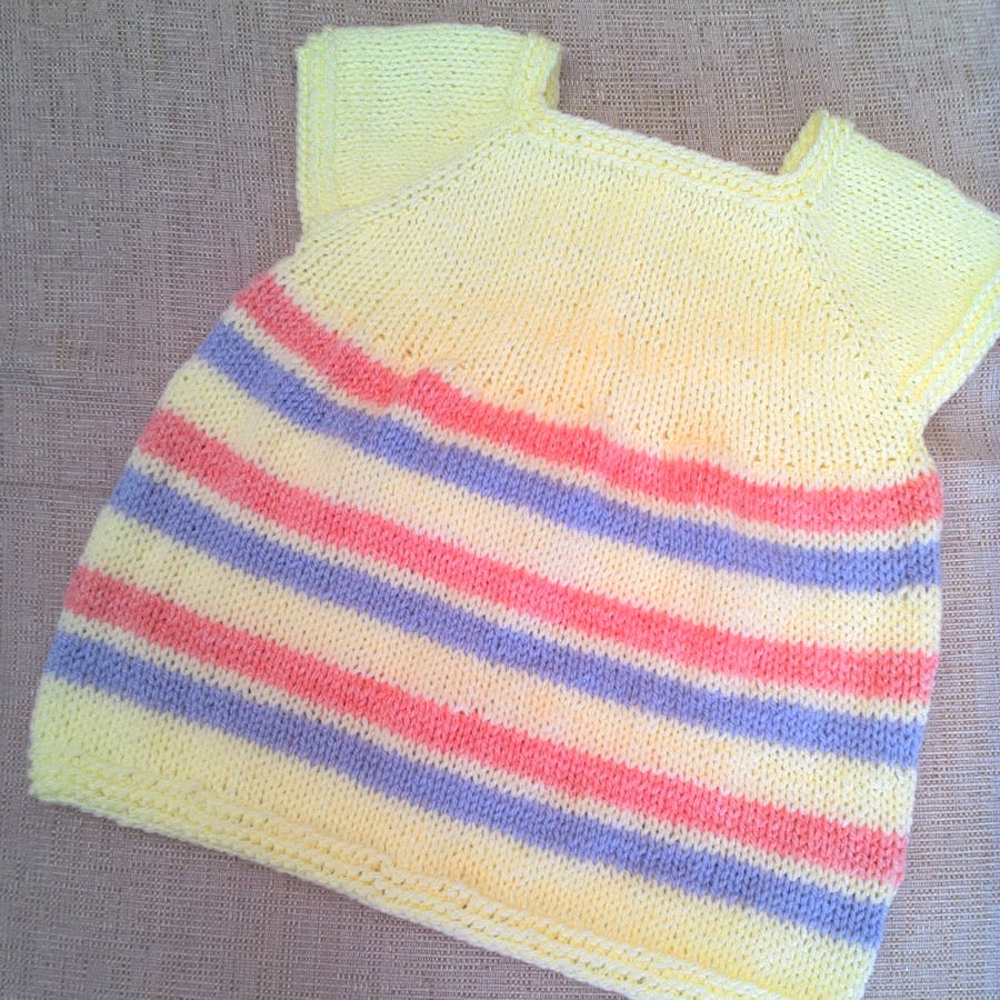 Simple Classic Hand Knitted Baby Dress, New Baby Gift, Baby Shower Gift