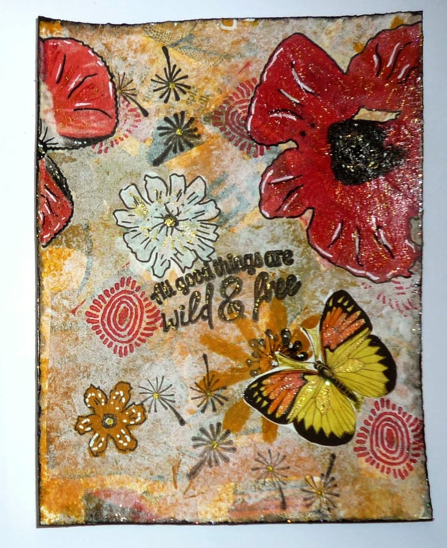     Perfectly imperfect Botanical Mixed Media Postcard