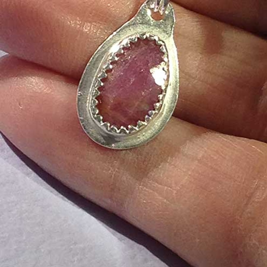 Rose Pink Sapphire Teardrop pendant - Pink necklace - September birthstone