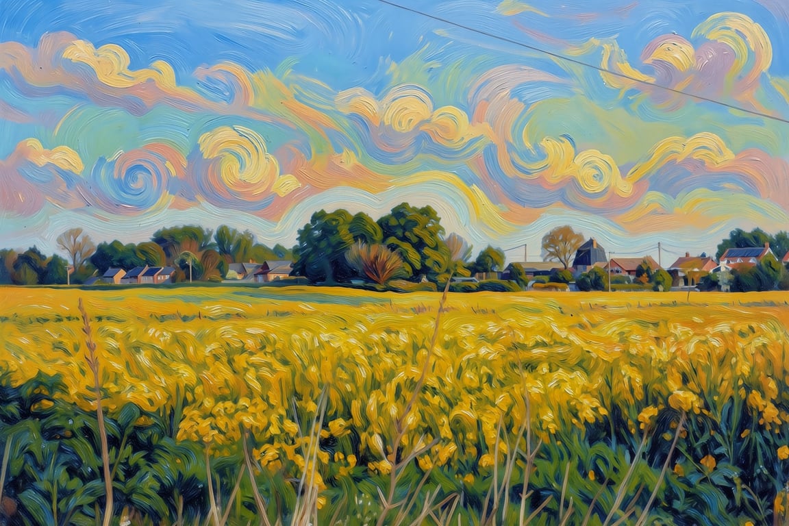 Rapeseed Crop The Fens Norfolk Greeting Card A5