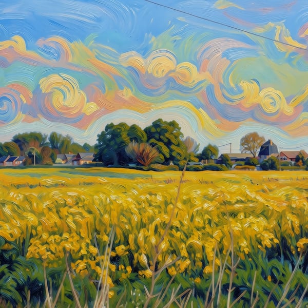 Rapeseed Crop The Fens Norfolk Greeting Card A5