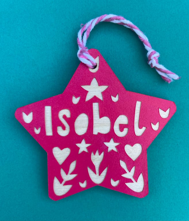Personalised Christmas star decoration 