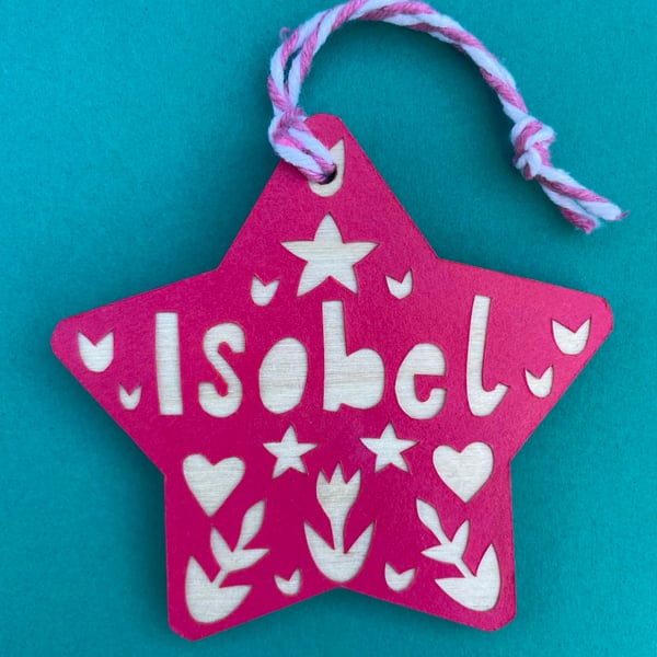 Personalised Christmas star decoration 