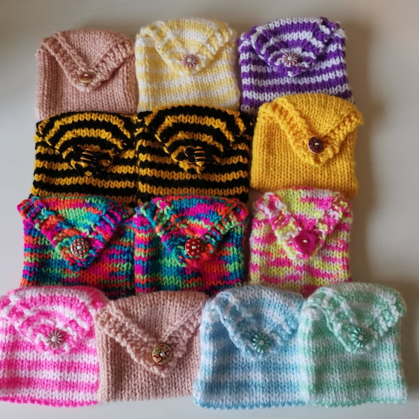 Hand Knitted Coin Purse, Earphone Purse, Various Colours 
