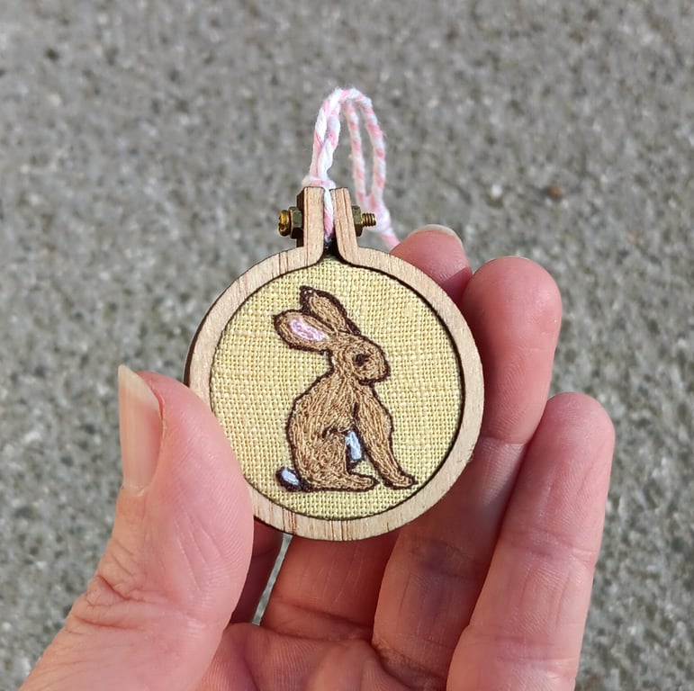 Hare Mini Embroidery Hoop Hanging Decoration 
