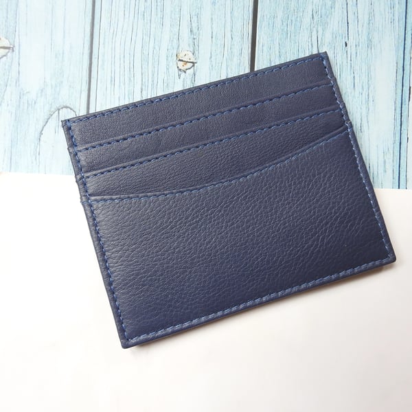 Blue Leather Card Holder, Blue Leather Card Holder, Blue Business Card Case