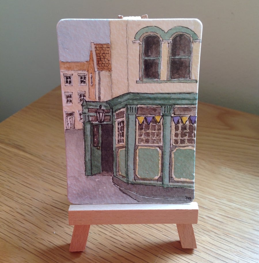 ACEO 'The Corner Pub' original watercolour