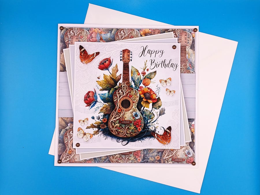 Birthday Card, 8x8inches, 20x20cms, Decoupage