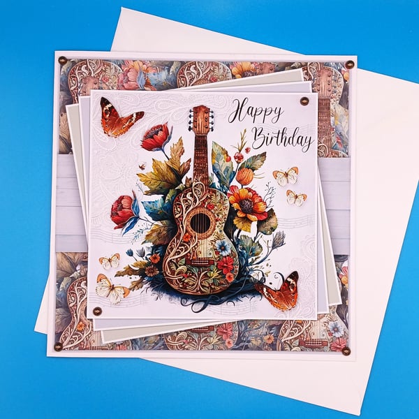 Birthday Card, 8x8inches, 20x20cms, Decoupage