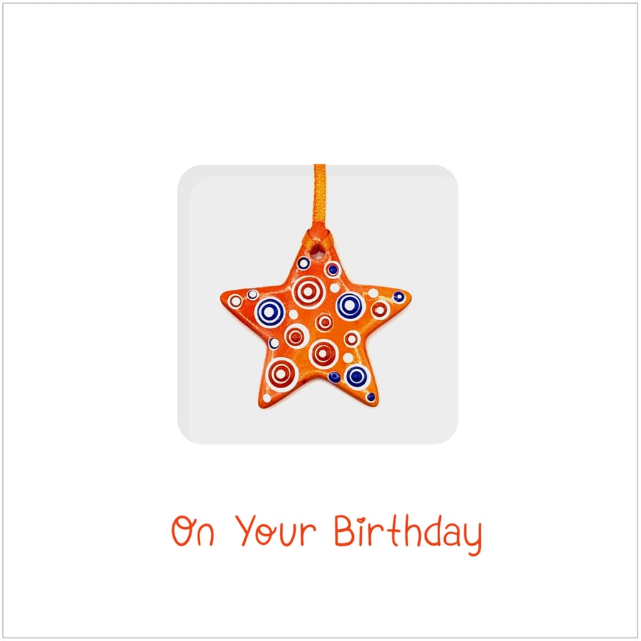 Orange Star Ceramic Keepsake Card