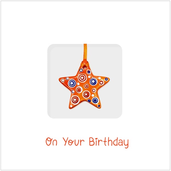 Orange Star Ceramic Keepsake Card