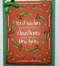 Handmade Christmas Card Vintage Wreath Best Wishes Xmas New Year - Image 1