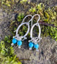  Sterling silver and turquoise turquenite small dangly earrings