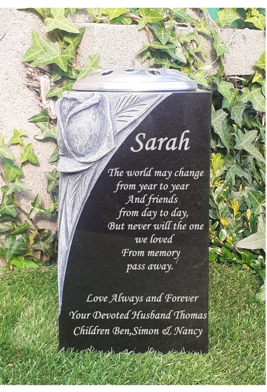 Granite Memorial Vase RoseBowl Grave Flower Pot... Folksy