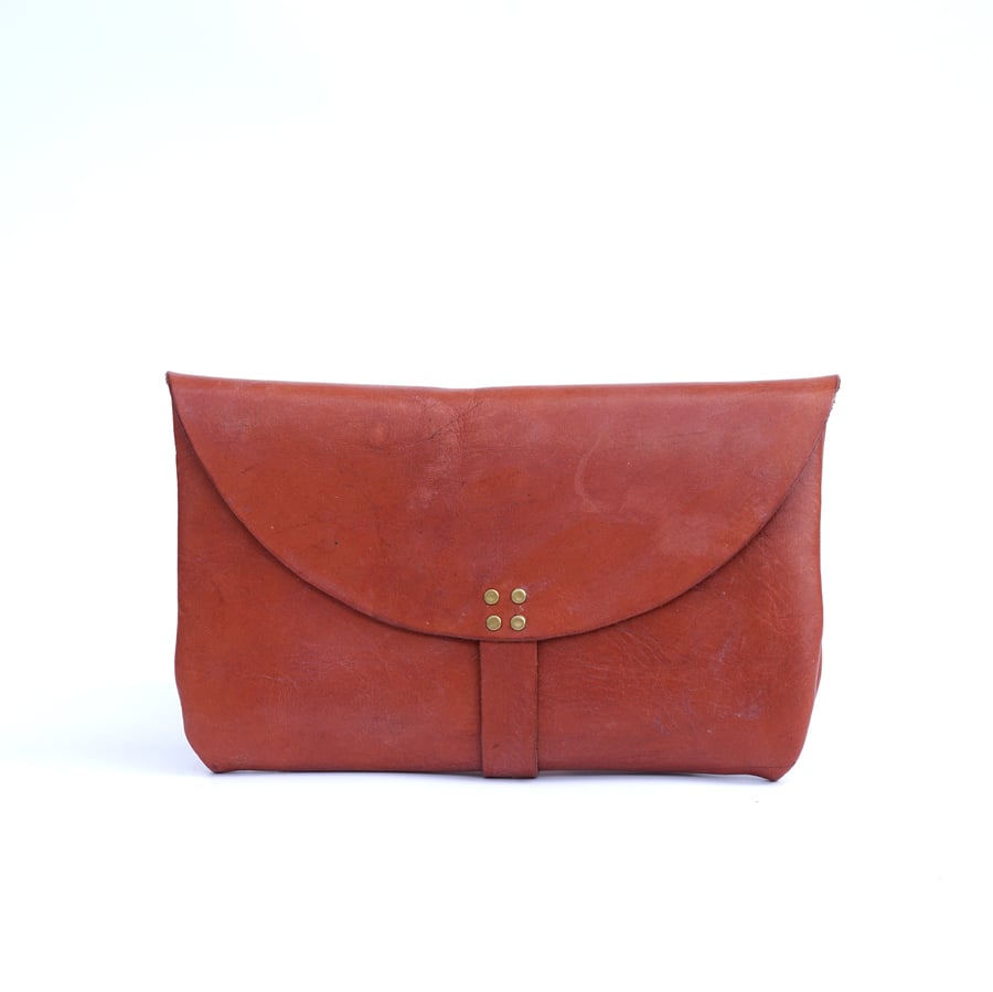 Elegance Reddish Brown Leather Clutch
