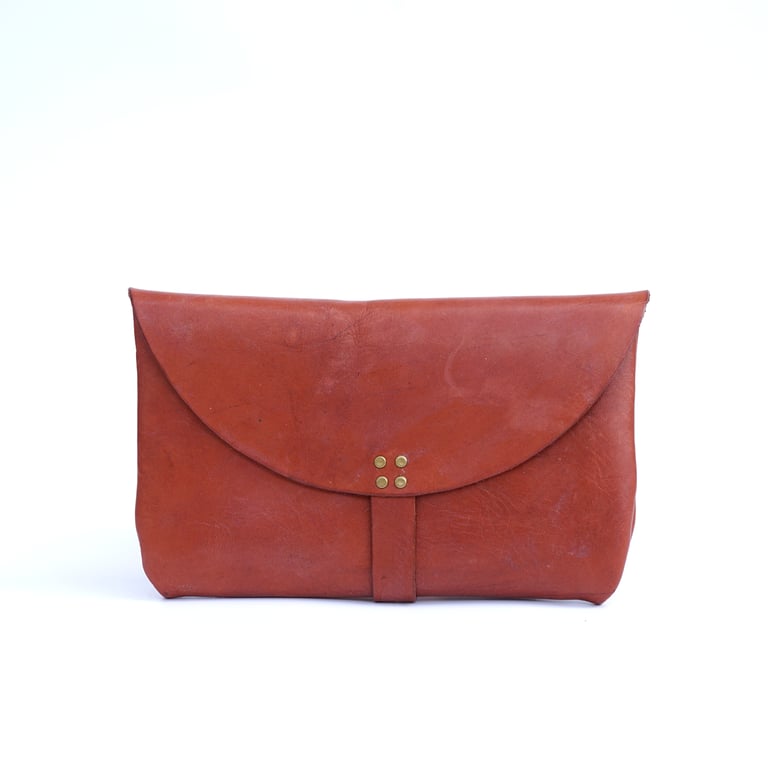 Elegance Reddish Brown Leather Clutch