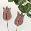 Stained  Glass Lily Tulip Stake Large - Plant Pot Decoration -  Pink