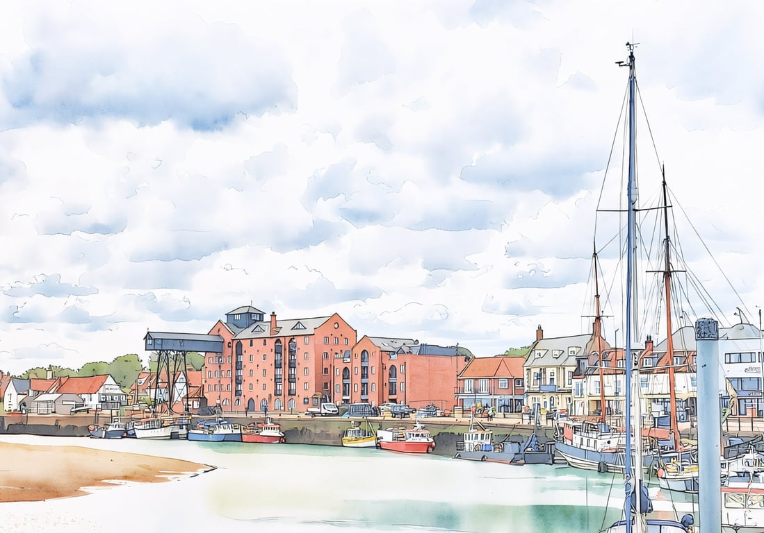 Wells-Next-The-Sea Greeting Card A5 Boats North Norfolk 