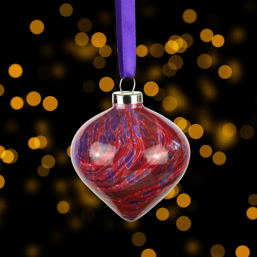 Marbled Christmas bauble ceramic 5cm drop shape 722