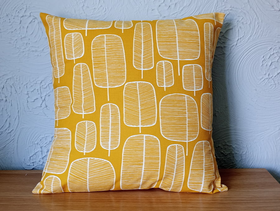 40x40cm Cushion Cover Scandi Little Trees Ochre Yellow (16")