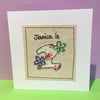 Personlised Age Birthday Card for a child - Machine Embroidered Birthday Card