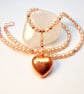 Freshwater Pearl Necklace, Copper Heart & Swarovski Crystals - Handmade In Devon - Image 1