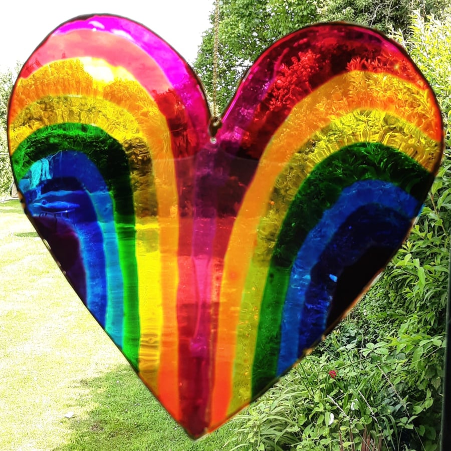 Rainbow Heart Suncatcher Window Hanging Decoration 