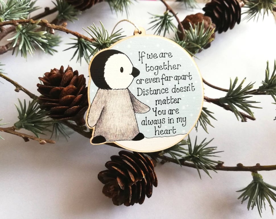Always In My Heart Wooden Penguin Hanger
