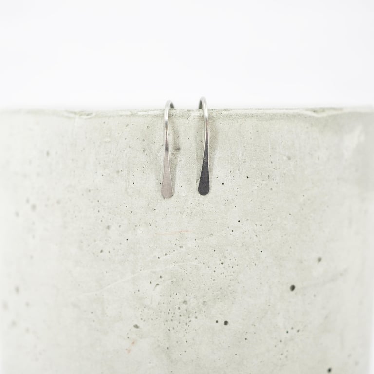 Small titanium open hoop earrings - Delicate polished lightweight threader earri