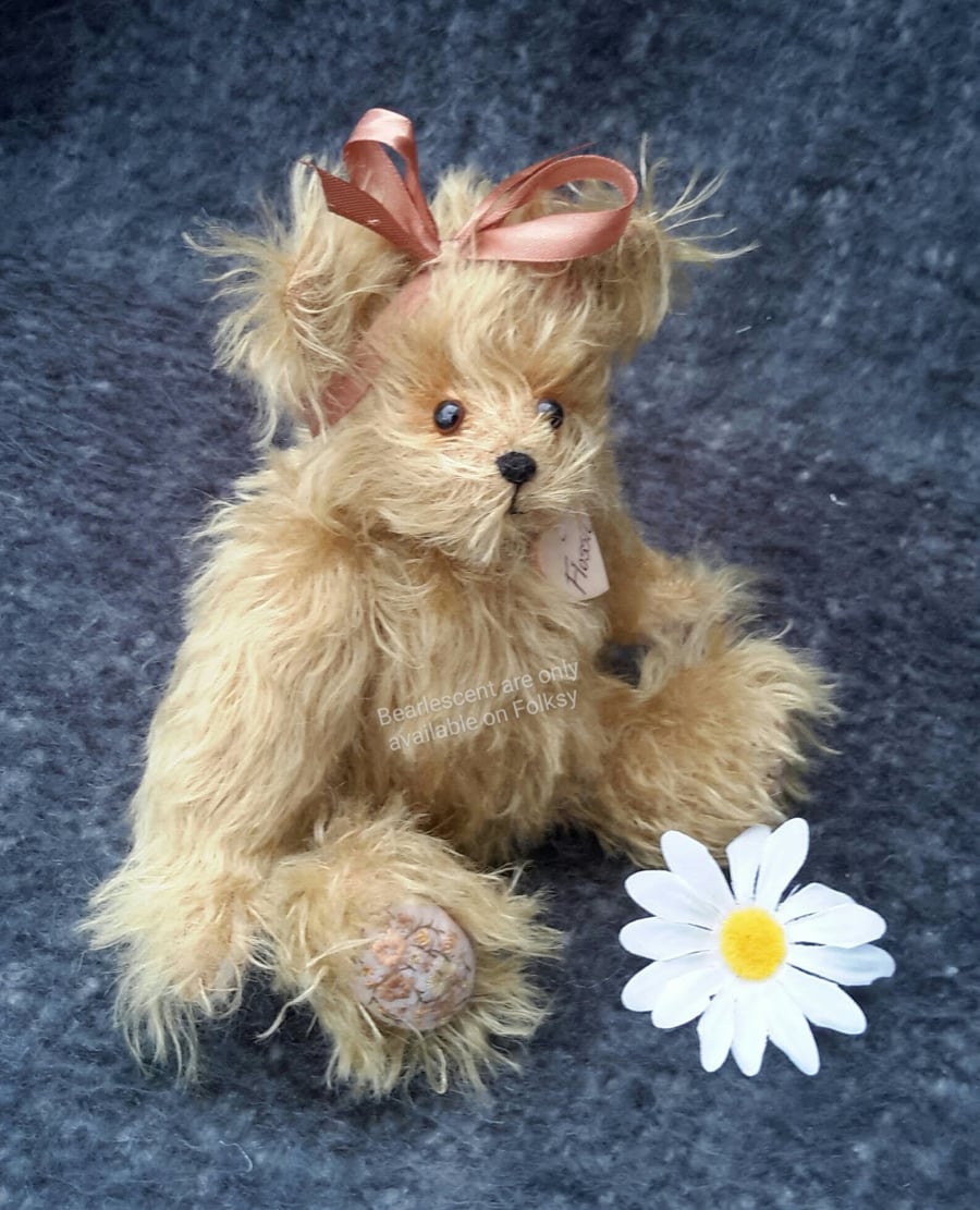 Luxury Mohair Bear, Hand Embroidered Collectable Artist Bear by Bearlescent. 