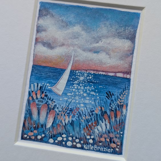 Sail Away - Original miniature. A5 Mounted