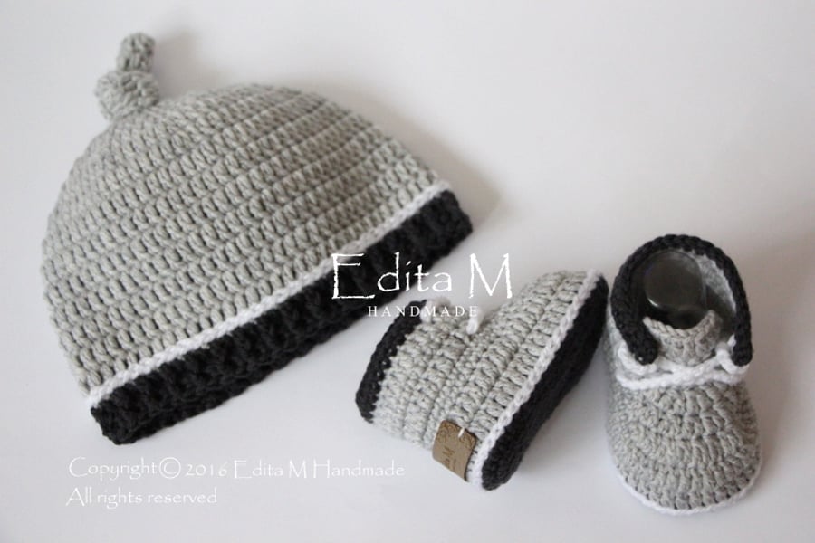 Baby set, baby shoes, hat, beanie, sneakers, 0-3 months, gift for baby