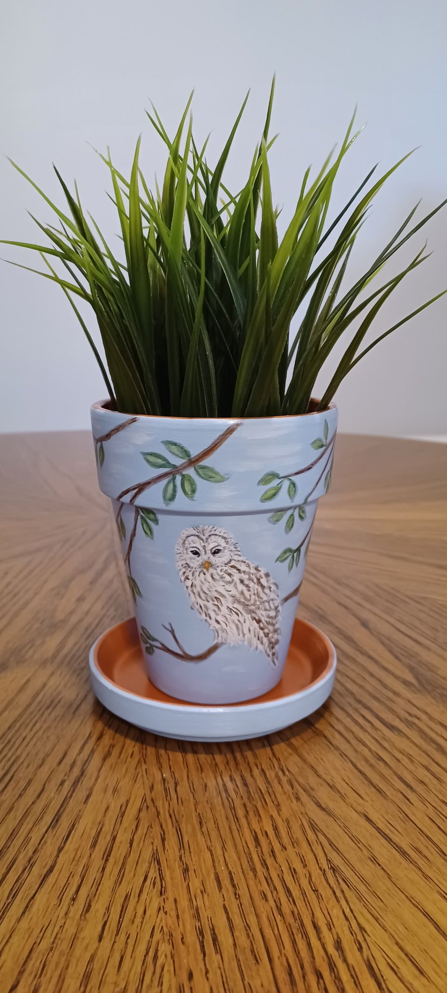 Hand-painted terracotta plant pot 