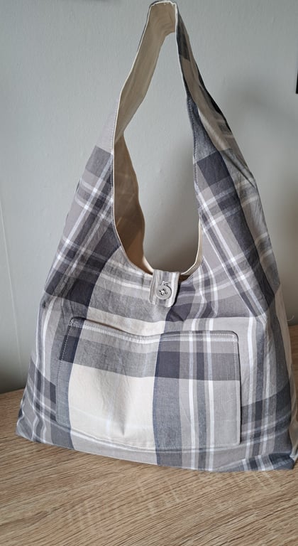 Hobo Shoulder Bag Grey, Cream check.