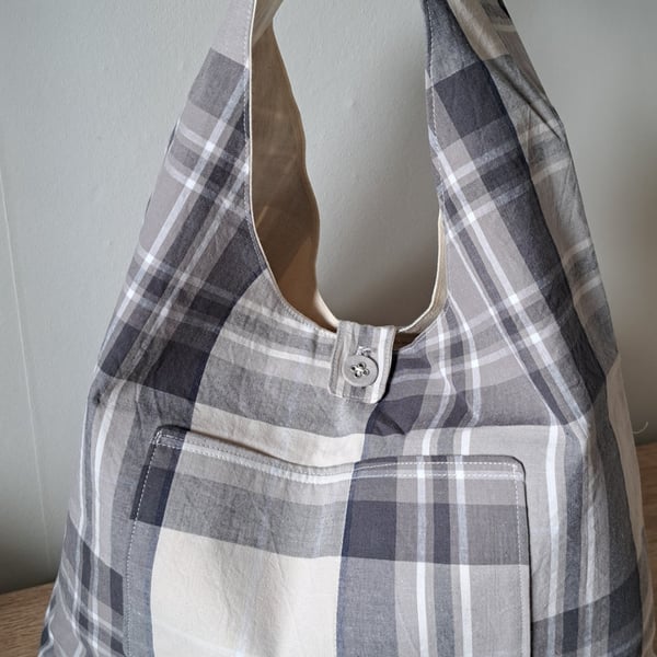 Hobo Shoulder Bag Grey, Cream check.