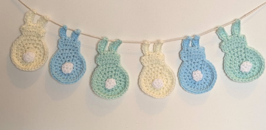 Handmade crochet rabbit garland - boy