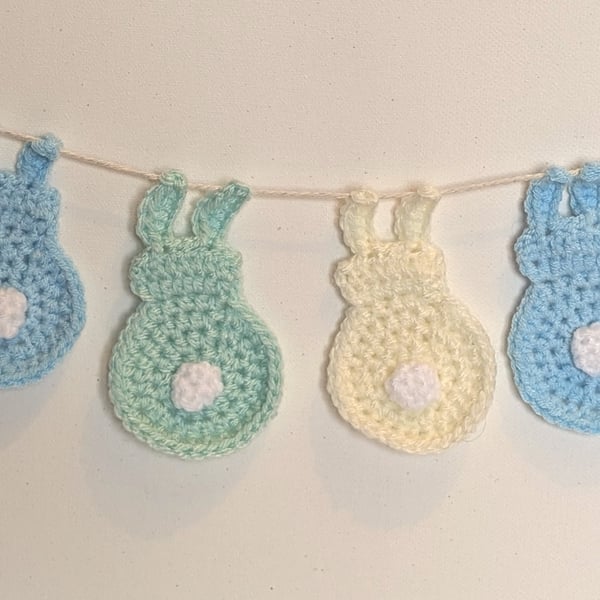 Handmade crochet rabbit garland - boy