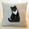 CUSTOM ORDER FOR DIANE - Pin Cushion Linen Freehand Machine Embroidered Cat