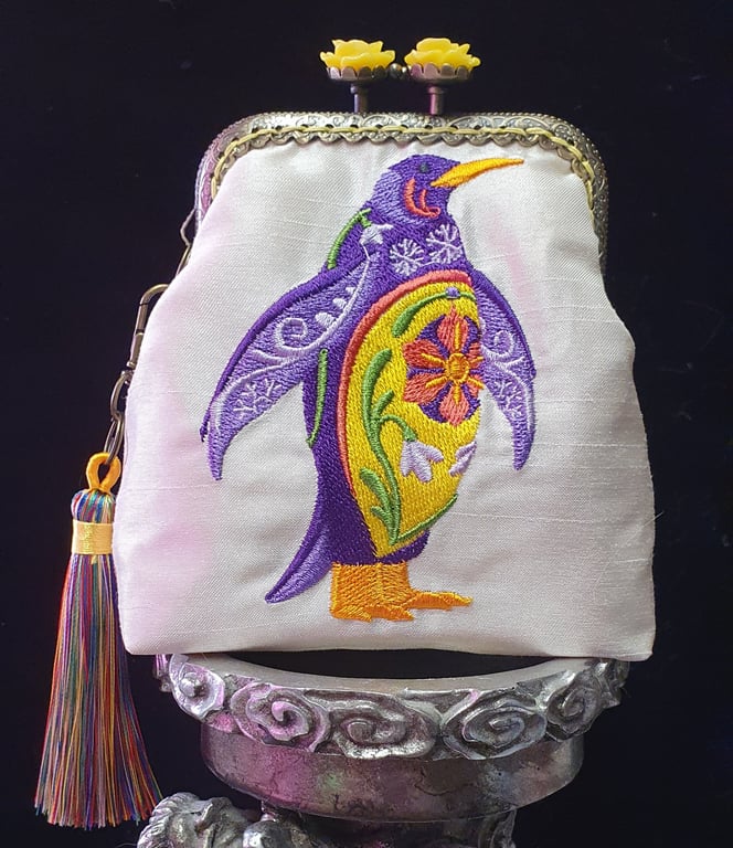 Flower Power Penguin Coin Purse 