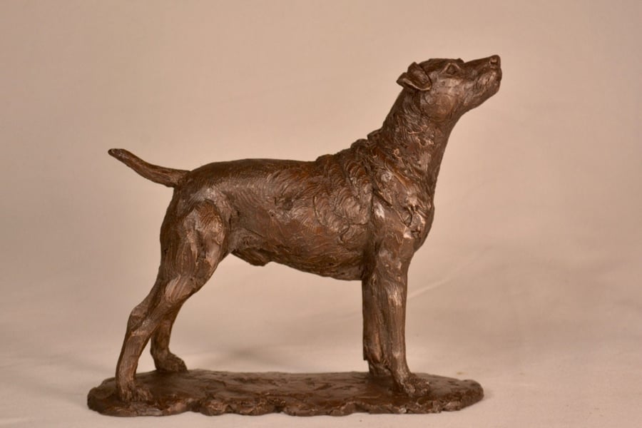Standing Patterdale Terrier Dog Statue Small Bronze Resin Sculpture
