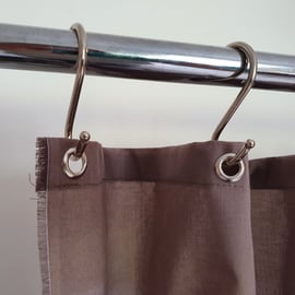 BESPOKE DROP Taupe Organic Cotton Shower Curtain, washable non-waxed