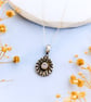 Recycled Silver Teardrop Pendant - Lilac Cubic Zirconia - Allium Flower Pattern - Image 5