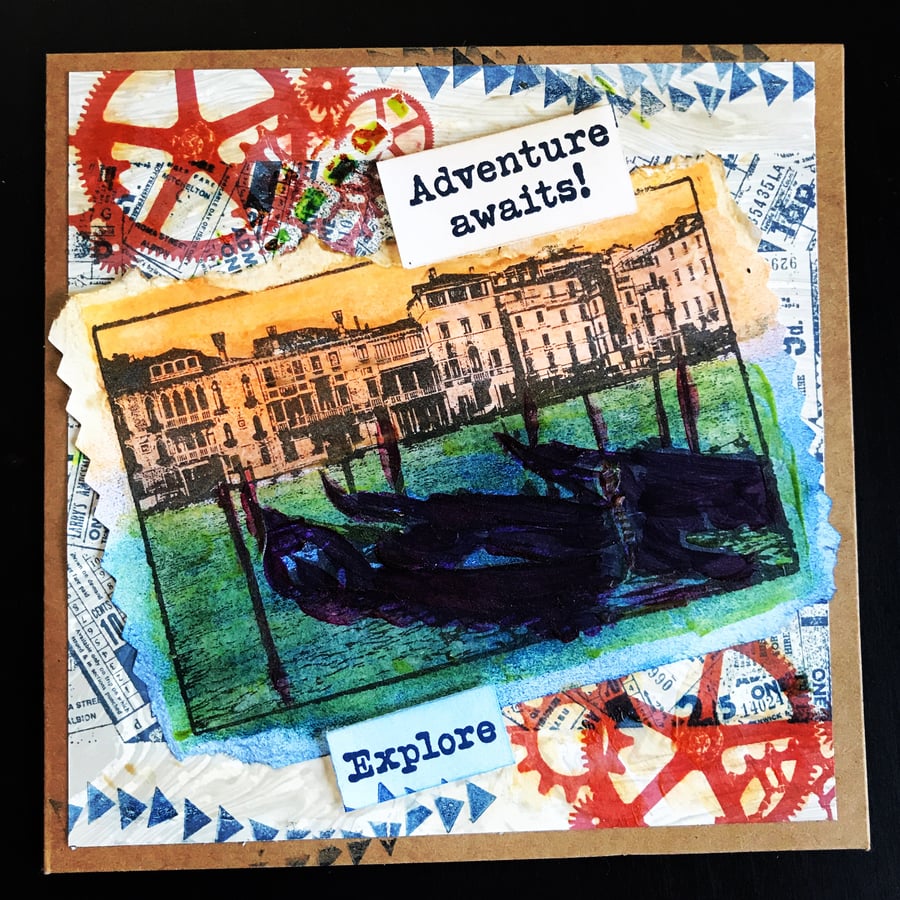 Mixed Media Card "Time to Explore"
