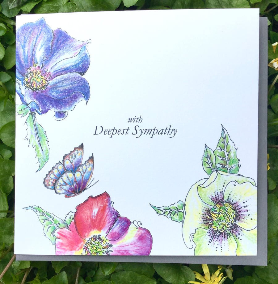 Wild flower sympathy card 